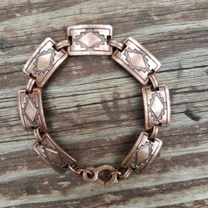 Copper Aztec Looking Bracelet - 8" LONG
